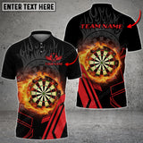 Maxcorners Dartboard Fire Flame Personalized Name, Team Name Unisex 3D Polo