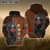 Maxcorners turkey Premium Zipper Leather Pattern Personalized 3D Hoodie