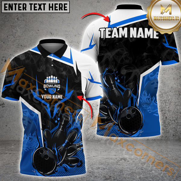 Maxcorners Bowling Smoke Basic Multicolor Options Personalized Name, Team Name 3D Shirt