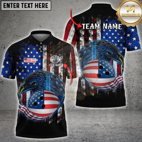 Maxcorners Bowling Eagle USA Flag Multioptions Customized Name, Team Name 3D Shirts
