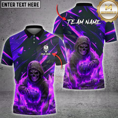 Maxcorners Bowling Fire Reaper Skull Flame Multioptions Customized Name, Team Name 3D Shirt (5 Colors)