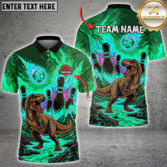 Maxcorners Bowling Fire T-Rex Lava Arena Multioptions Customized Name, Team Name 3D Shirt (5 Colors)