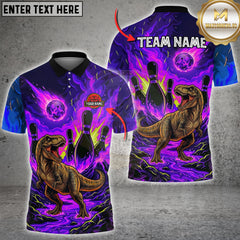 Maxcorners Bowling Fire T-Rex Lava Arena Multioptions Customized Name, Team Name 3D Shirt (5 Colors)