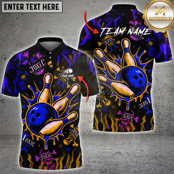 Maxcorners Bowling Toxic Skull Multioptions Customized Name, Team Name 3D Shirt (5 Colors)