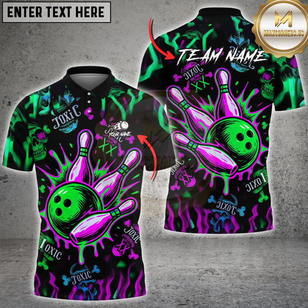 Maxcorners Bowling Toxic Skull Multioptions Customized Name, Team Name 3D Shirt (5 Colors)