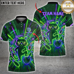 Maxcorners Bowling Neon Grumpy Cat Hate People Art Multioptions Customized Name, Team Name 3D Shirt (5 Colors)