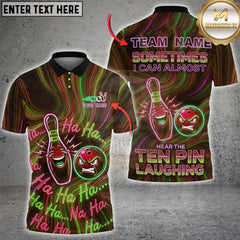 Maxcorners Bowling Neon Laughing Pin & Ball Graphic Multioptions Customized Name, Team Name 3D Shirt (5 Colors)