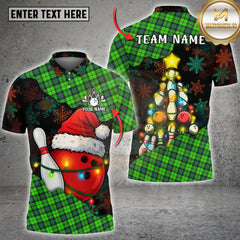 Maxcorners Christmas Bowling Tree Multioptions Customized Name, Team Name 3D Shirt (4 Colors)