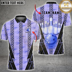 Maxcorners Bowling Pink Tribal Glossy Pins Graphic Multioptions Customized Name, Team Name 3D Shirt (5 Colors)