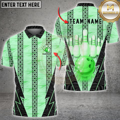 Maxcorners Bowling Pink Tribal Glossy Pins Graphic Multioptions Customized Name, Team Name 3D Shirt (5 Colors)