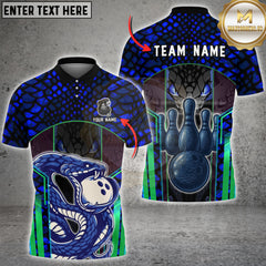 Maxcorners Bowling Snake Reptile Skin Graphic Multioptions Customized Name, Team Name 3D Shirt (5 Colors)