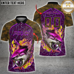 Maxcorners Bowling Shark Bite Flame Graphic Multioptions Customized Name, Team Name 3D Shirt (5 Colors)