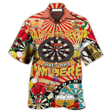 Maxcorners Darts And Beer That'S Why I'M Here 3D Hawaiian Shirt