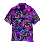 MaxCorners Darts I'M Sexy And I Throw It Neon Tropical Palm Leaves Pattern Purple Hawaiian Shirt