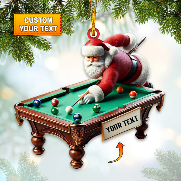 Maxcorners Pool Table, Personalize Pool Table With Santa Ornament, Christmas Gift For Billiard Lovers