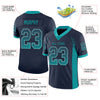 Maxcorners Custom Navy Teal-Gray Drift Fashion Football Jersey LM2605