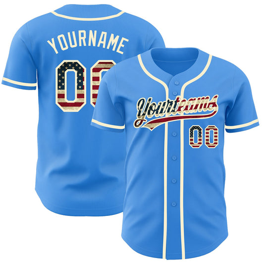 Maxcorners Custom White Vintage USA Flag-Black Premium Raglan Sleeves Baseball Jersey LM0210