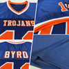 Maxcorners Custom Navy Orange-White Mesh Authentic Throwback Football Jersey LM2605