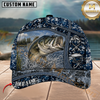 Maxcorners Fishing Blue Digital Camo Lake Splash Customized Name 3D Cap