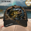 Maxcorners Fishing Rustic Wood Frame Black Scale Customized Name 3D Cap