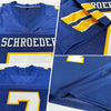 Maxcorners Custom Navy White-Gold Mesh Authentic Football Jersey LM2605