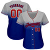 Maxcorners Custom Gray Red-Royal Authentic Fade Fashion Baseball Jersey LM2605