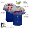 Maxcorners Custom Gray Red-Royal Authentic Fade Fashion Baseball Jersey LM2605