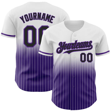 Maxcorners Custom White Pinstripe Black-Purple Authentic Fade Fashion Baseball Jersey LM2605