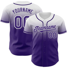 Maxcorners Custom White Purple Authentic Fade Fashion Baseball Jersey LM0609