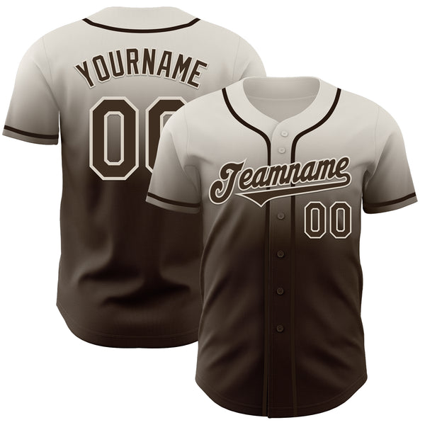 Maxcorners Custom Cream Brown Authentic Fade Fashion Baseball Jersey LM0609