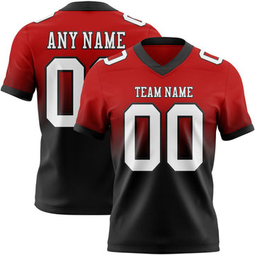 Maxcorners Custom Red White-Black Authentic Fade Fashion Football Jersey LM2605