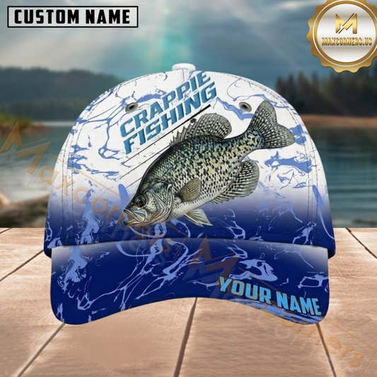 Maxcorners Blue Water Vein Pattern Custom Name Fishing Cap