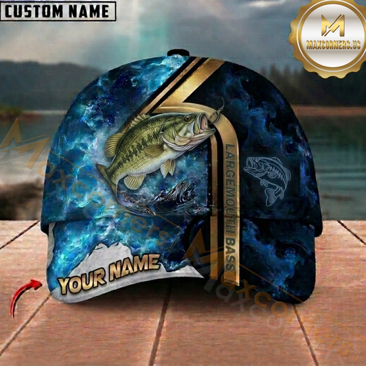 Maxcorners Blue Water Explosion Graphic Custom Name Fishing Cap