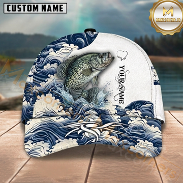Maxcorners Vintage Wave Splash Artwork Custom Name Fishing Cap