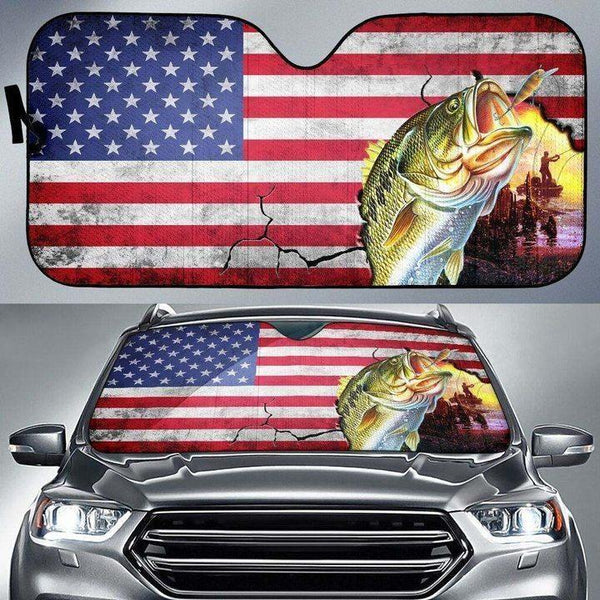 Maxcorners Fishing American Flag Car Auto Sun Shade