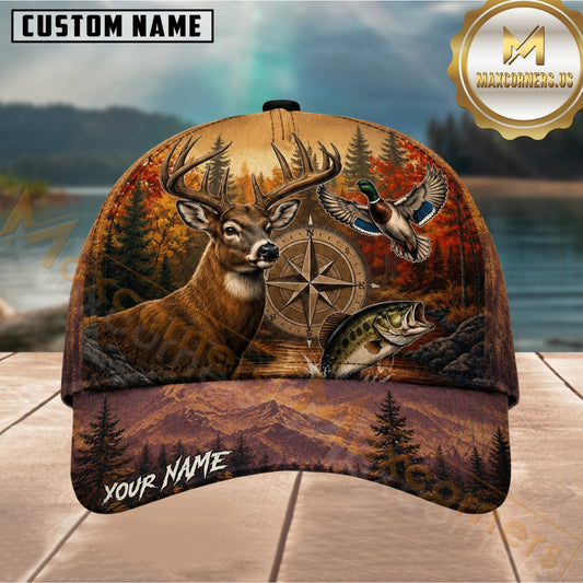 Maxcorners Autumn Forest Wildlife Customized Name 3D Cap