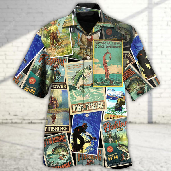 Maxcorners Fishing Retro Art Style Hawaiian Shirt