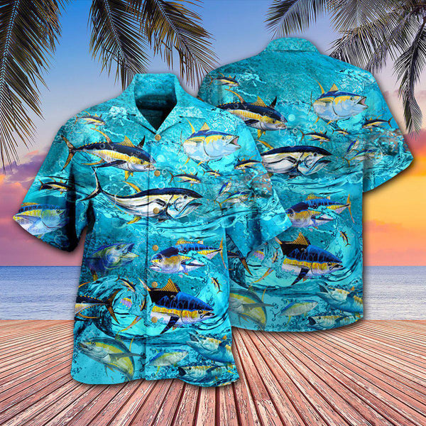 Maxcorners Fishing Tuna Fish In The Blue Sea Hawaiian Shirt