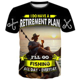 MAXCORNERS FUNNY FISHING SHIRT : I HAVE A RETIREMENT PLAN - FISHING ALL DAY EVERYDAY