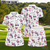 Maxcorners Colorful Flamingo Golf Friends Pattern 3D Golf Shirt and Skirt (No Personalized Name)