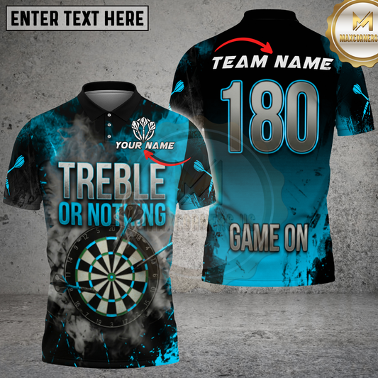Maxcorners Treble Or Nothing Dark Crimson Smoke Dartboard Multicolor Options Personalized Name, Team Name 3D Shirt (4 Colors).