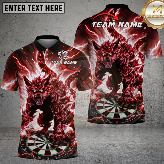 Maxcorners Aggressive Blue Lightning Werewolf Ice Beast Dartboard Multicolor Options Personalized Name, Team Name 3D Shirt (4 Colors).