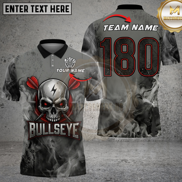 Maxcorners Bullseye Skull Lightning Smoke Graphic Multicolor Options Personalized Name, Team Name 3D Shirt .