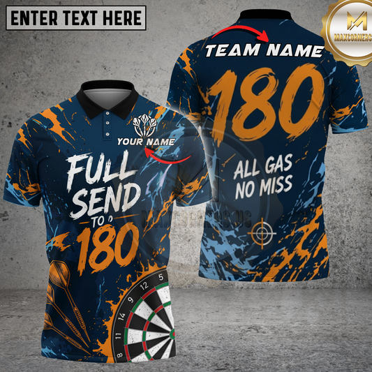 Maxcorners Full Send To 180 Dart Paint Splatter Multicolor Options Personalized Name, Team Name 3D Shirt (4 Colors).