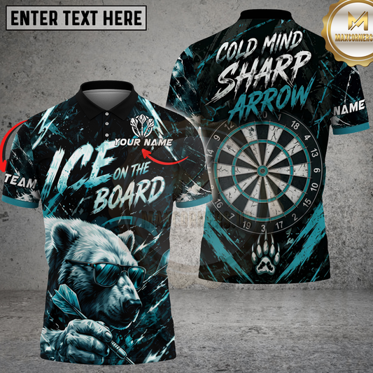 Maxcorners Cool Polar Bear Ice On The Board Graphic Multicolor Options Personalized Name, Team Name 3D Shirt (4 Colors).