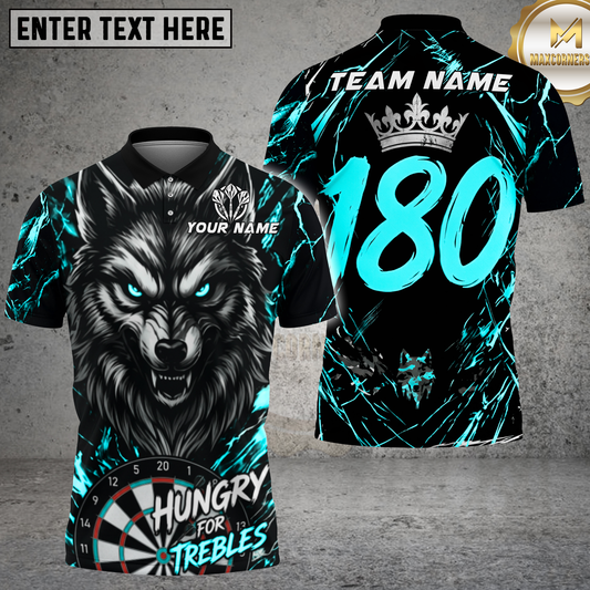 Maxcorners Hungry For Trebles Alpha Wolf Dartboard Multicolor Options Personalized Name, Team Name 3D Shirt (4 Colors).