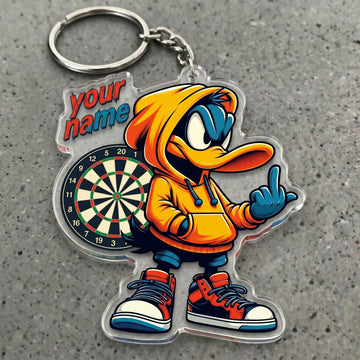 Maxcorners Streetwear Duck Dartboard Cartoon Style Multicolor Options Personalized Name, Your Name 3D Keychain