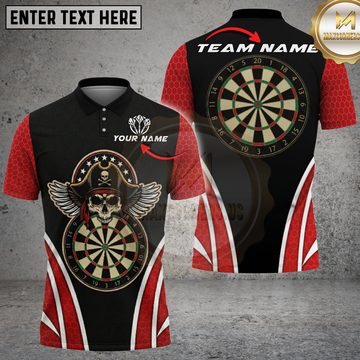 Maxcorners Dart Pirate Skull Wings Multicolor Options Personalized Name, Team Name 3D Shirtt