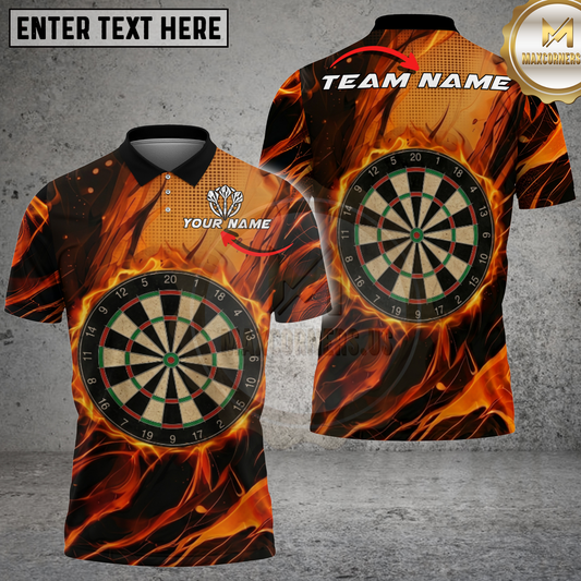 Maxcorners Dart Shirt Flaming Dartboard Design Multicolor Options Personalized Name, Team Name 3D Shirt