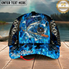 Maxcorners Walleye Ocean Wave Americana Stitch Multicolor Options Personalized Name (12 Fish Species)